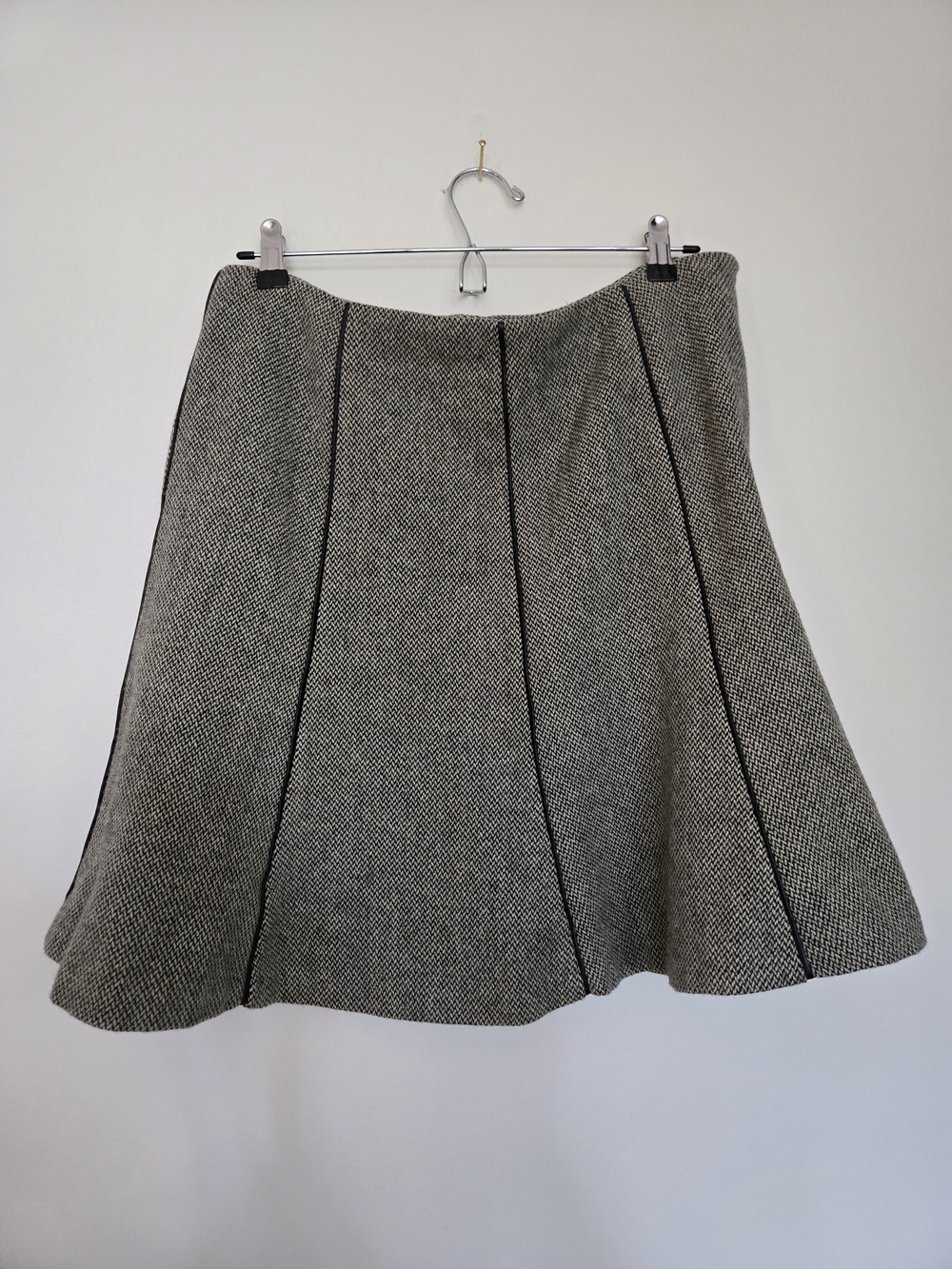 Ralph Lauren Black and White Tweed A-Line Skirt